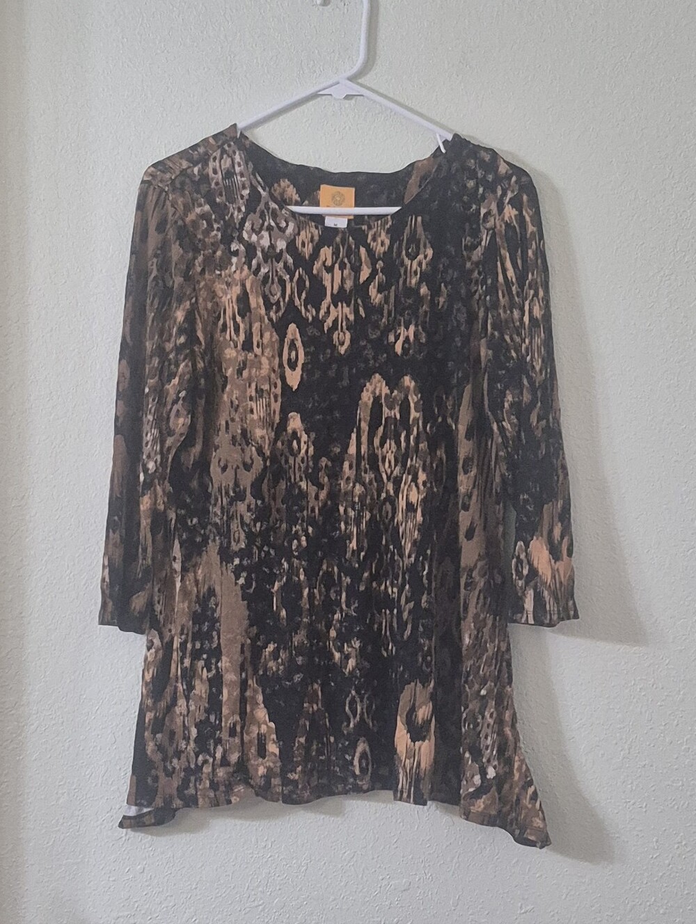 Ruby Rd. Black and Brown Abstract Print Tunic